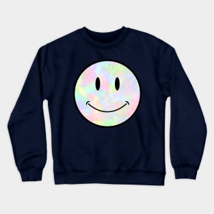 Holo Trippy Smiley Face Black Outline Crewneck Sweatshirt